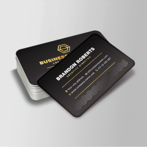 Premium Business Cards - Rounded Corner Gold Foil Spot UV Matt Lamination 400gsm